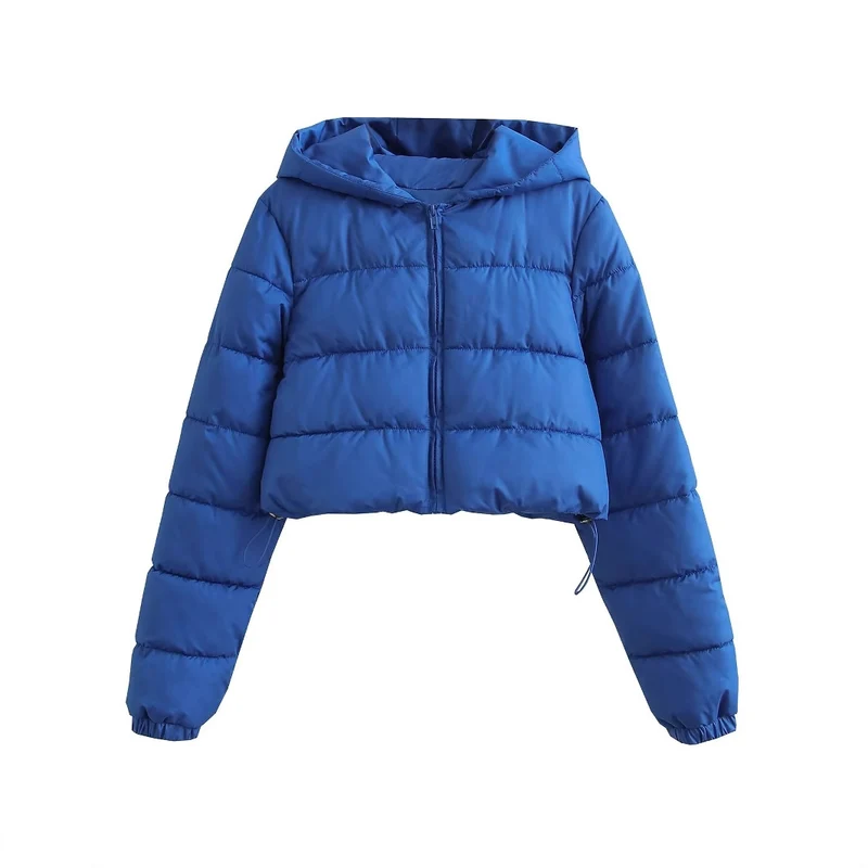 Damen Kurze gesteppte Kapuzen‑Steppjacke mit Tunnelzug und Reißverschluss Nord Taschen