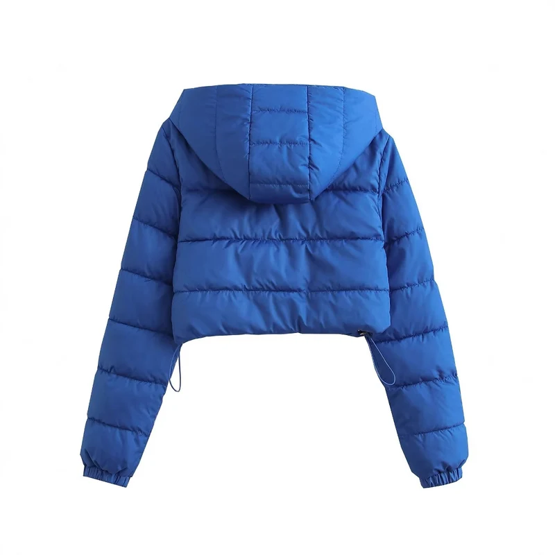 Damen Kurze gesteppte Kapuzen‑Steppjacke mit Tunnelzug und Reißverschluss Nord Taschen