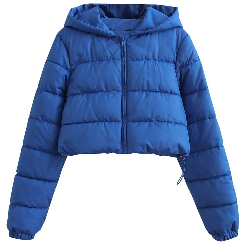 Damen Kurze gesteppte Kapuzen‑Steppjacke mit Tunnelzug und Reißverschluss Nord Taschen