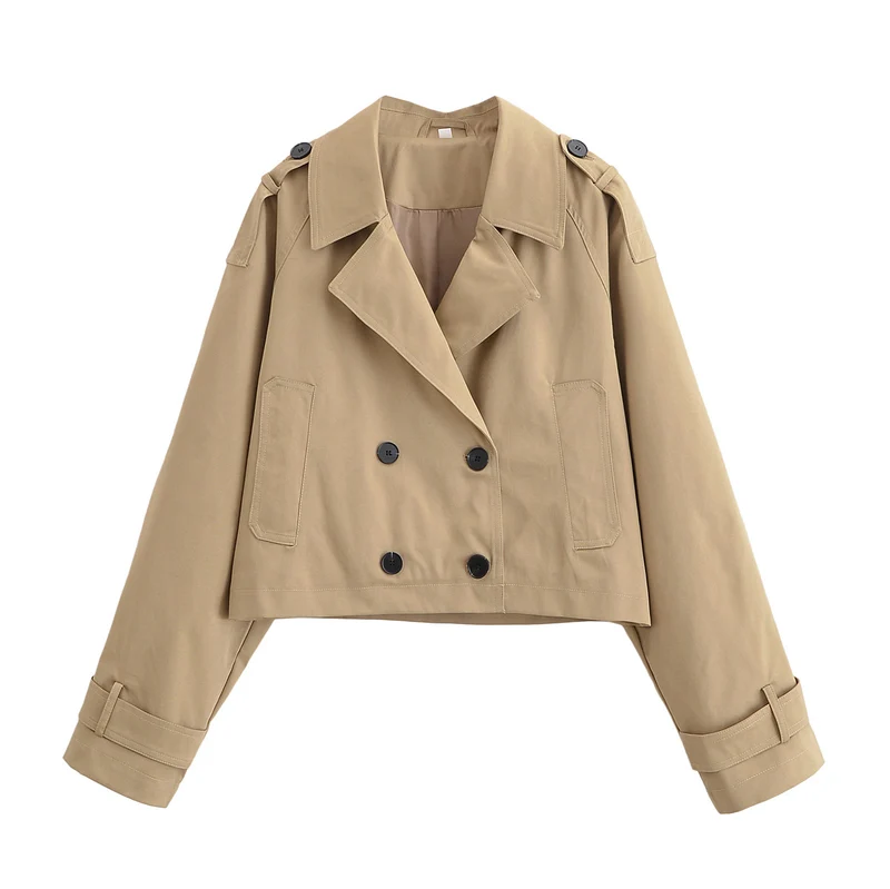Damen Kurze Doppelreihige Trenchjacke im Cropped-Workwear-Look Nord Taschen