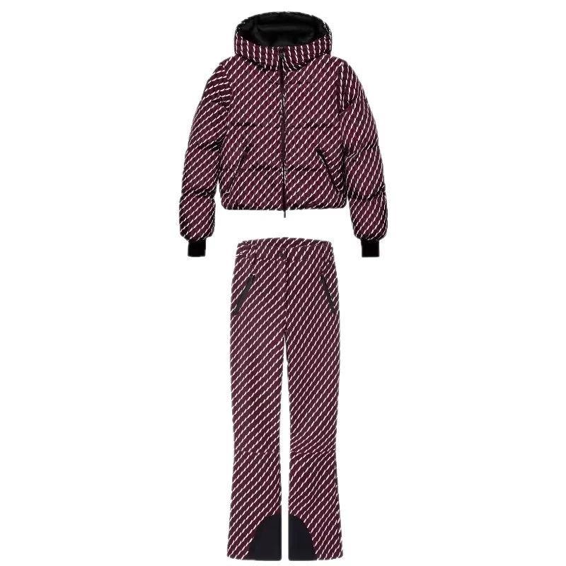 Damen Gemusterte Stretch-Joggpant mit ausgestelltem Schlag, elastischem Tunnelzugbund und Reißverschlusstaschen Nord Taschen