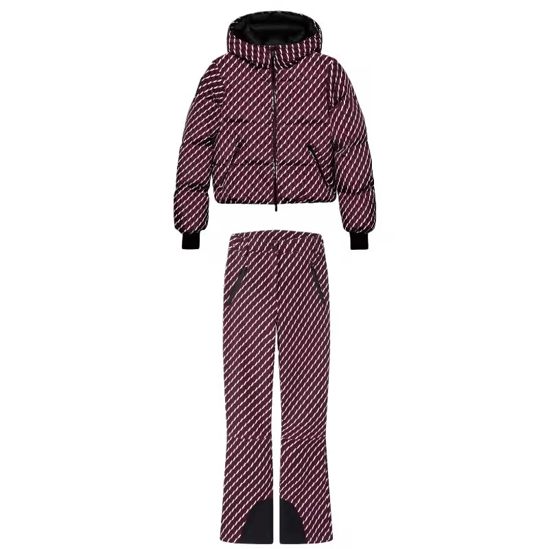 Damen Gemusterte Stretch-Joggpant mit ausgestelltem Schlag, elastischem Tunnelzugbund und Reißverschlusstaschen Nord Taschen