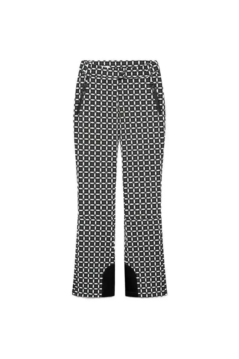 Damen Gemusterte Stretch-Joggpant mit ausgestelltem Schlag, elastischem Tunnelzugbund und Reißverschlusstaschen Nord Taschen