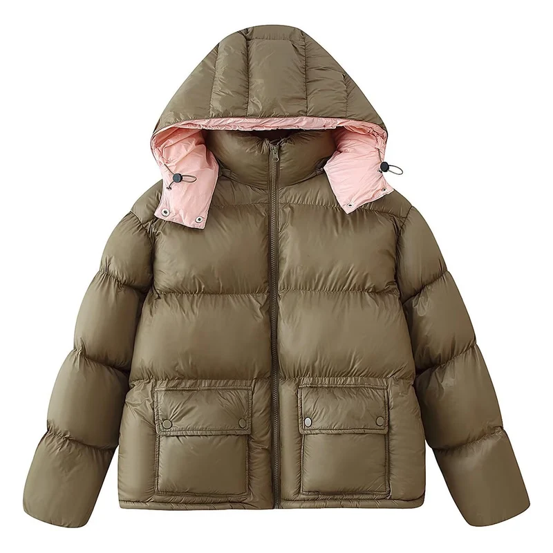 Damen Gefütterte Steppjacke mit XXL‑Kapuze und aufgesetzten Pattentaschen Nord Taschen