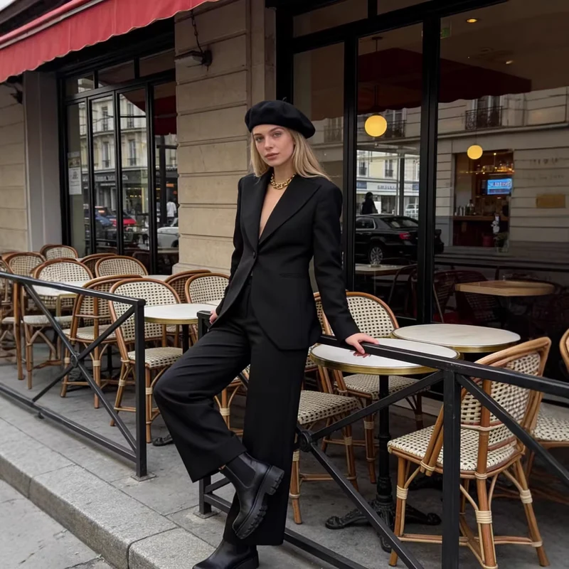 Damen Maßgeschneiderter Ein-Knopf-Blazer mit extra weitem Schalkragen und schmaler Silhouette Nord Taschen