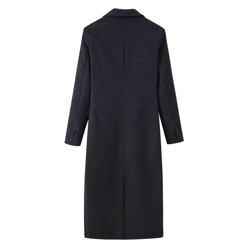 Damen Longline Wollmix-Mantel mit markantem Revers, taillierten Abnähern und Pattentaschen Nord Taschen