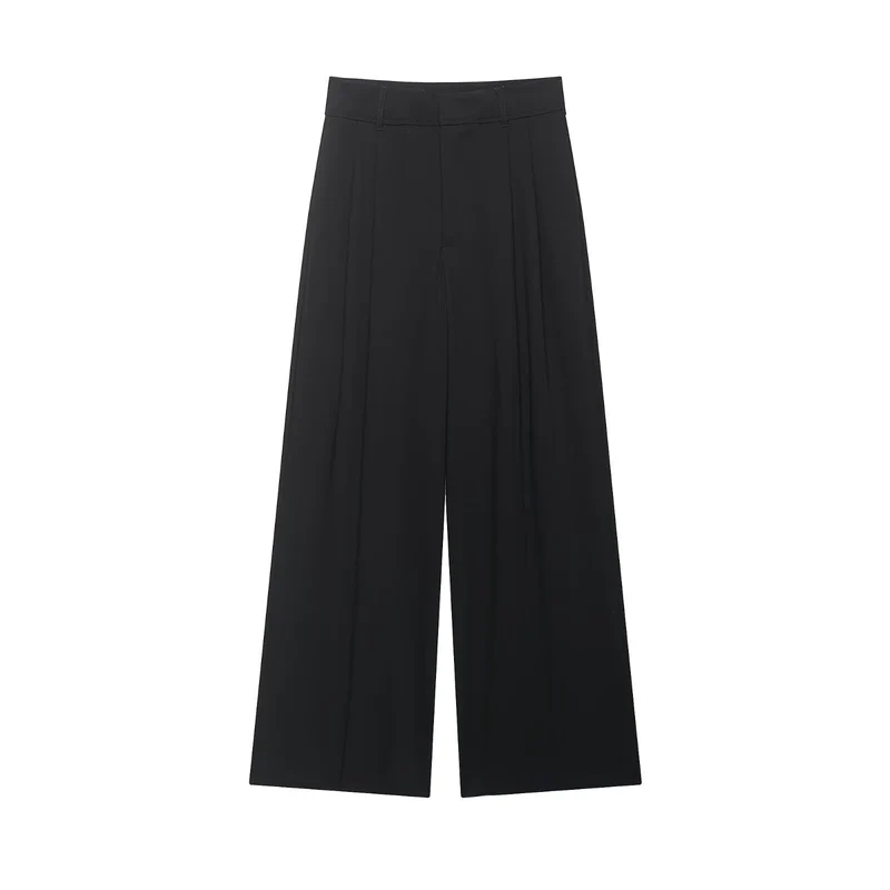 Damen Hochtaillierte weite Palazzohose mit Bundfalten und eleganter Falllinie Nord Taschen