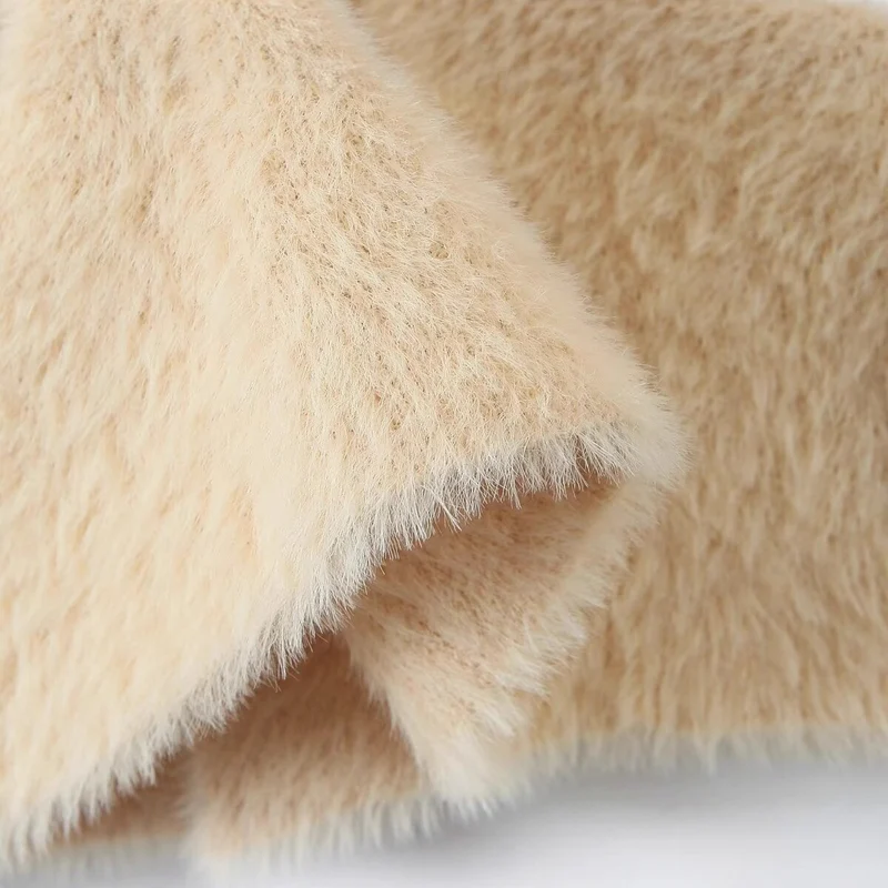 Damen Langer flauschiger Kapuzencardigan mit aufgesetzten Eingrifftaschen und offener Front Nord Taschen