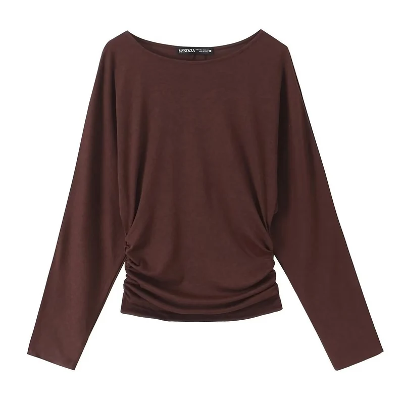 Damen Langarmshirt mit seitlicher Raffung und überschnittenen Schultern Nord Taschen