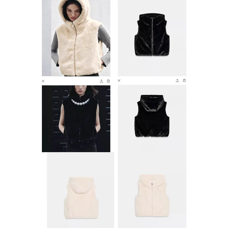 Damen Ärmellose Teddyweste mit Kapuze und Reißverschluss Nord Taschen