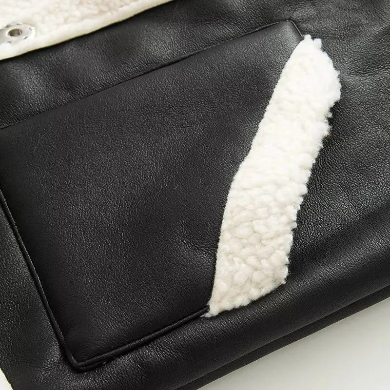 Damen Ärmellose Lammfellimitat-Weste mit Reverskragen und aufgesetzten Taschen Nord Taschen