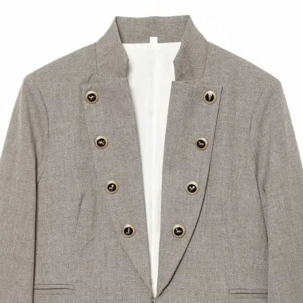 Damen Kurzblazer im Military‑Stil mit Stehkragen, doppelreihiger Zierknopfleiste und taillierter Silhouette Nord Taschen