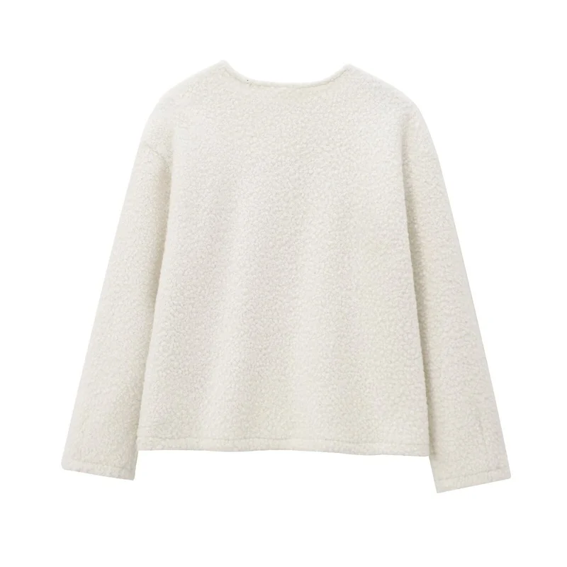 Damen Kuscheliger Bouclé-Pullover mit Rundhals und geradem Saum Nord Taschen