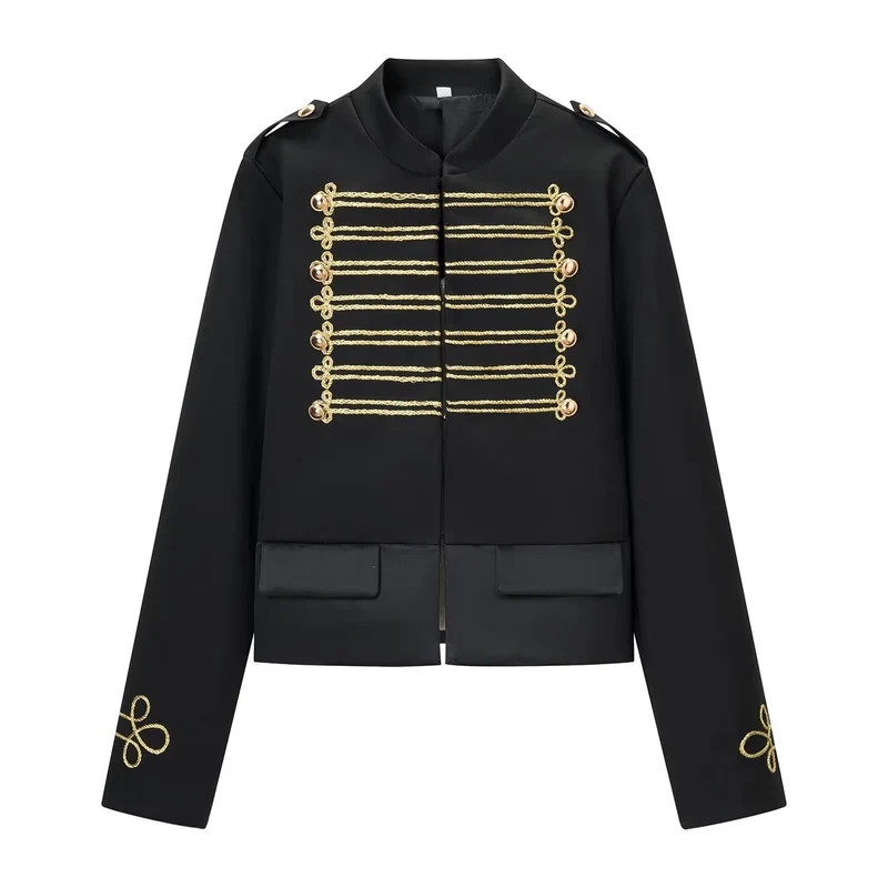 Damen Kurzparadejacke im Uniformstil mit Zierkordeln und Pattentaschen Nord Taschen
