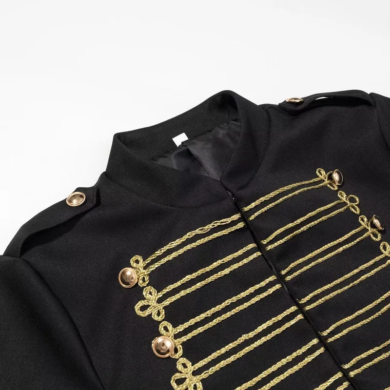 Damen Kurzparadejacke im Uniformstil mit Zierkordeln und Pattentaschen Nord Taschen