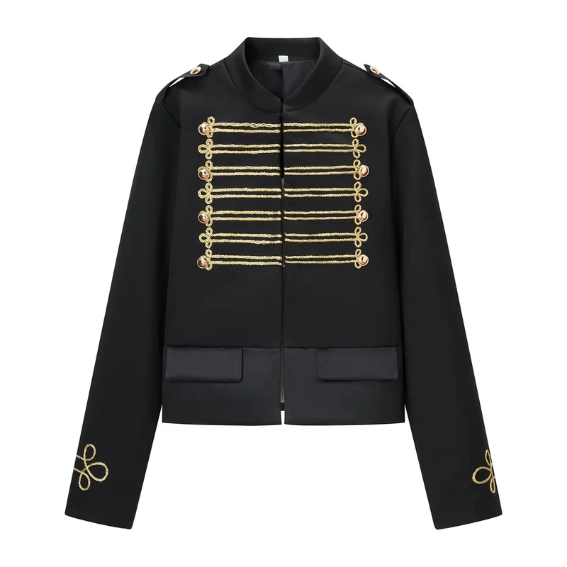 Damen Kurzparadejacke im Uniformstil mit Zierkordeln und Pattentaschen Nord Taschen