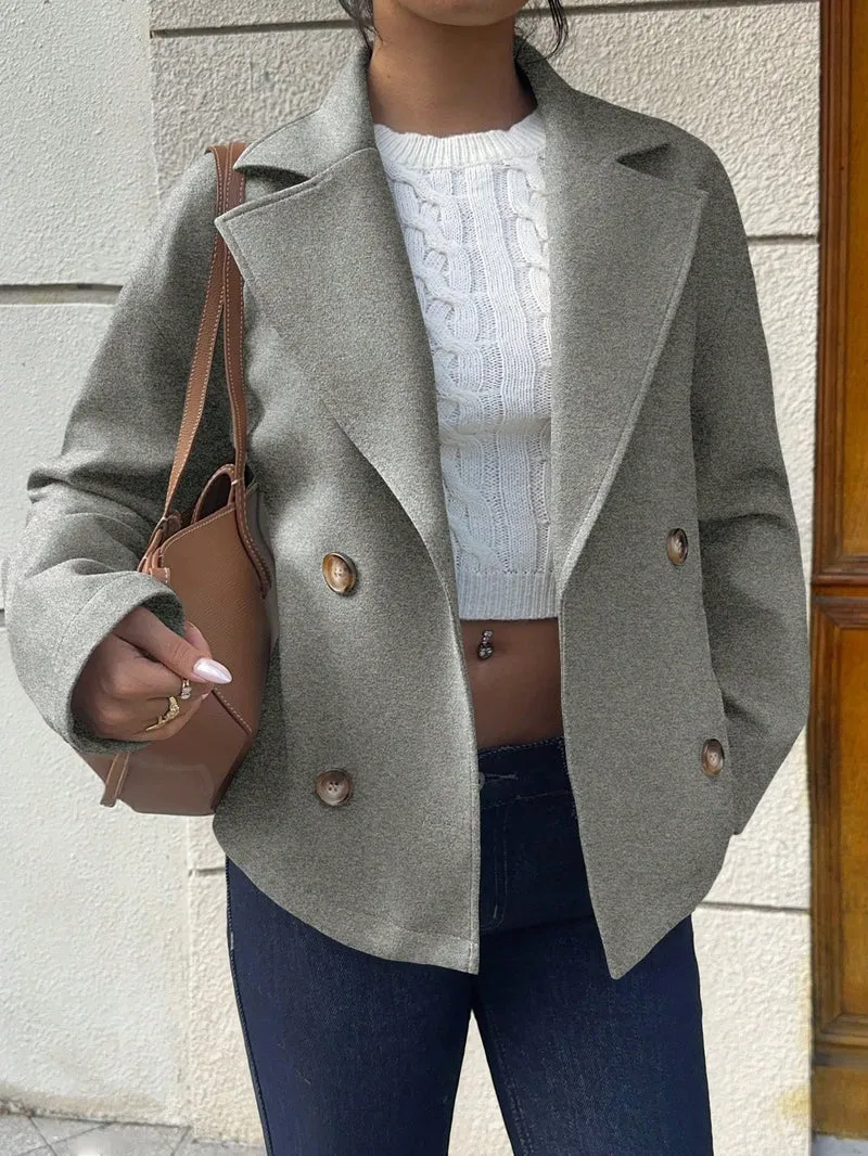 Damen Kurzblazer im Doppelreiher mit weitem Revers Nord Taschen