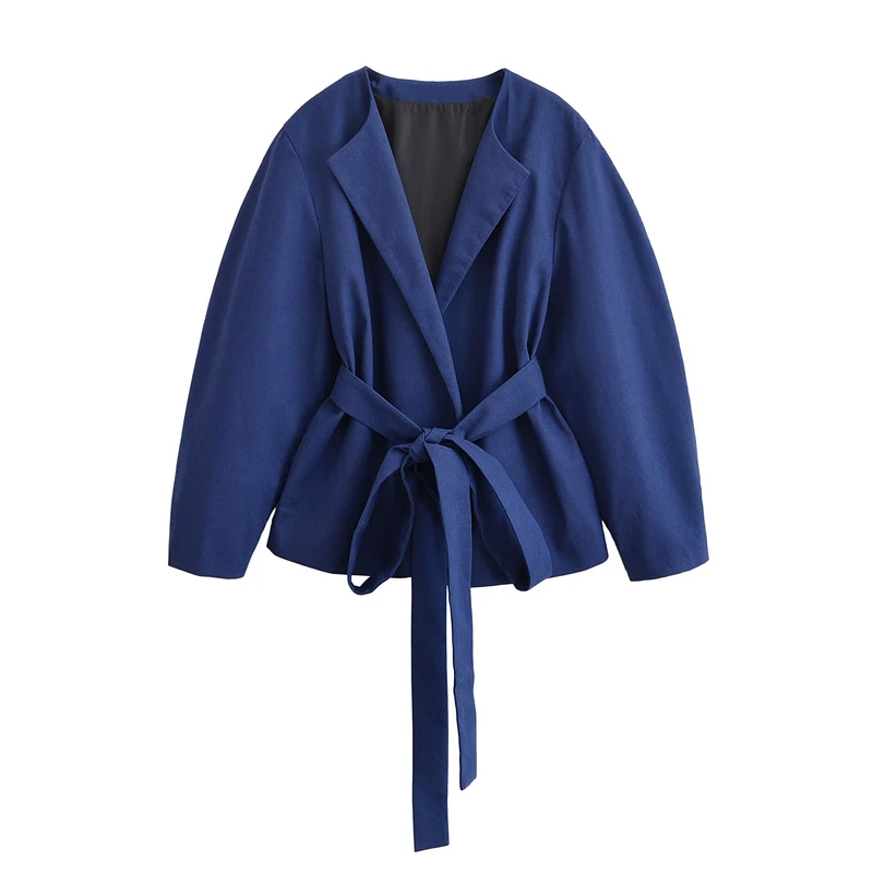 Damen Kurzblazer im Kimono‑Stil mit Bindegürtel und kastiger Silhouette Nord Taschen