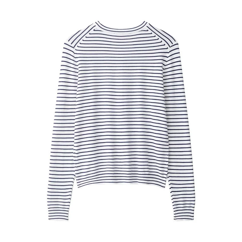 Damen Feinstrick-Cardigan mit maritimem Streifenmuster, Rundhalsausschnitt und Perlmuttknopfleiste Nord Taschen