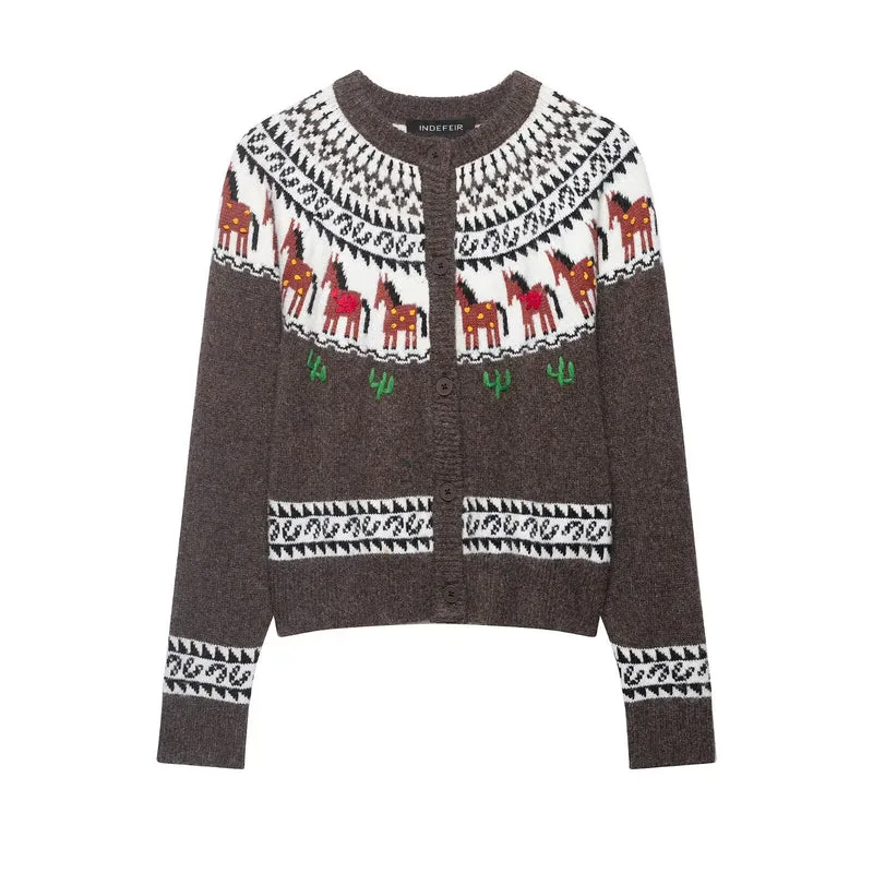 Damen Feinstrick-Cardigan mit gehäkeltem Peter-Pan-Kragen Nord Taschen