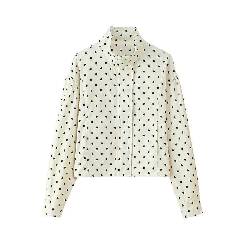 Damen Kurzjacke mit Stehkragen, kastiger Cropped-Schnitt und Punkteprint Nord Taschen