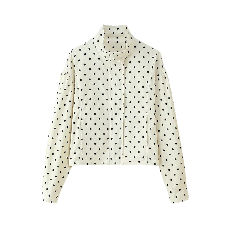 Damen Kurzjacke mit Stehkragen, kastiger Cropped-Schnitt und Punkteprint Nord Taschen