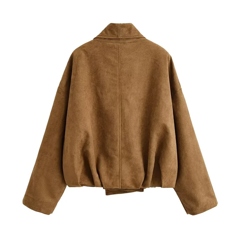 Damen Kurzjacke im Waterfall‑Look mit weichem Veloursfinish und weitem Schalkragen Nord Taschen