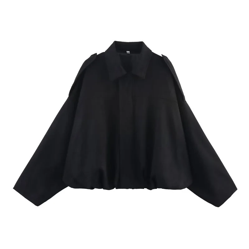 Damen Kurz geschnittener Oversize-Cape-Mantel mit Ballon-Saum und Schulterklappen Nord Taschen