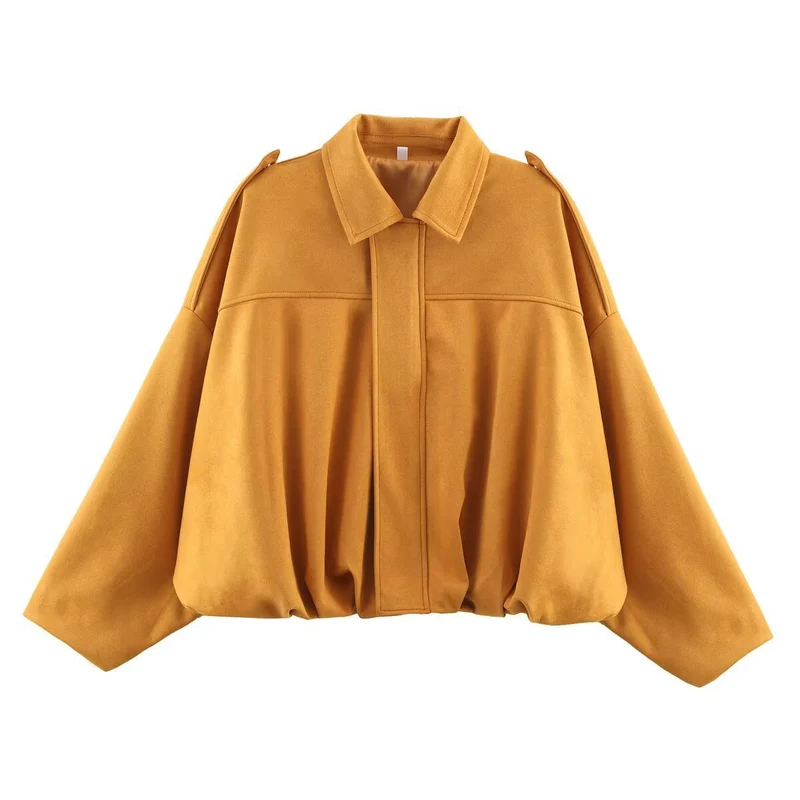 Damen Kurz geschnittener Oversize-Cape-Mantel mit Ballon-Saum und Schulterklappen Nord Taschen