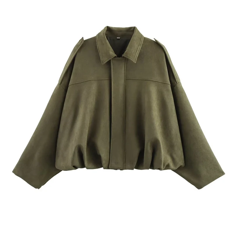 Damen Kurz geschnittener Oversize-Cape-Mantel mit Ballon-Saum und Schulterklappen Nord Taschen