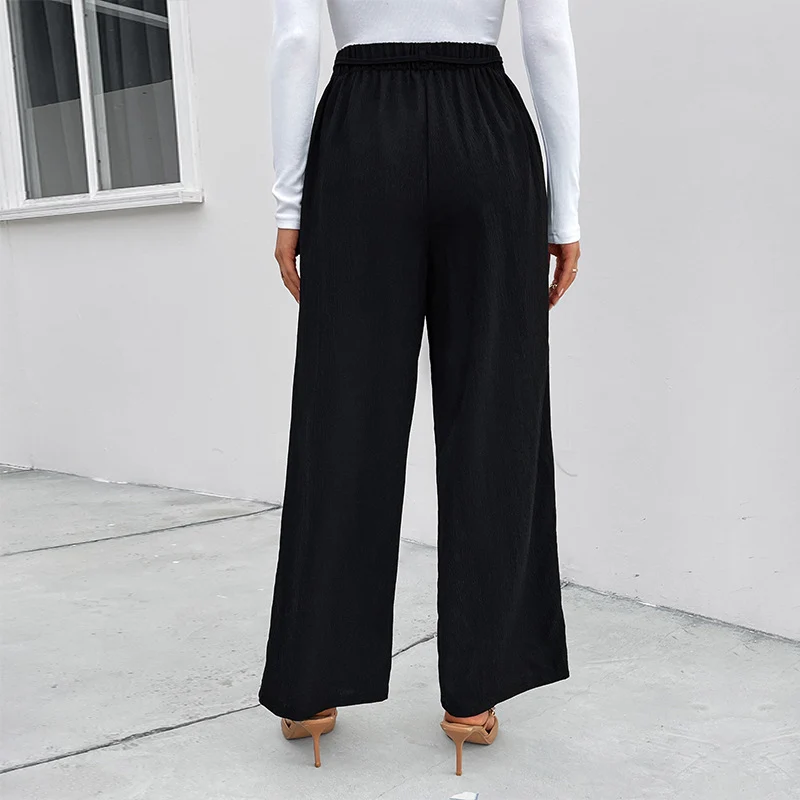 Damen Elegante Paperbag-Hose mit weitem Bein, hoher Leibhöhe und Bindegürtel Nord Taschen