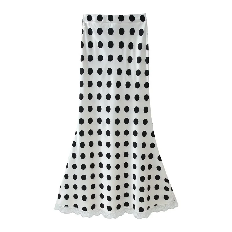 Damen Zweiteiliges Satinensemble mit Schleifenbluse und tailliertem Trompetenmaxirock Nord Taschen