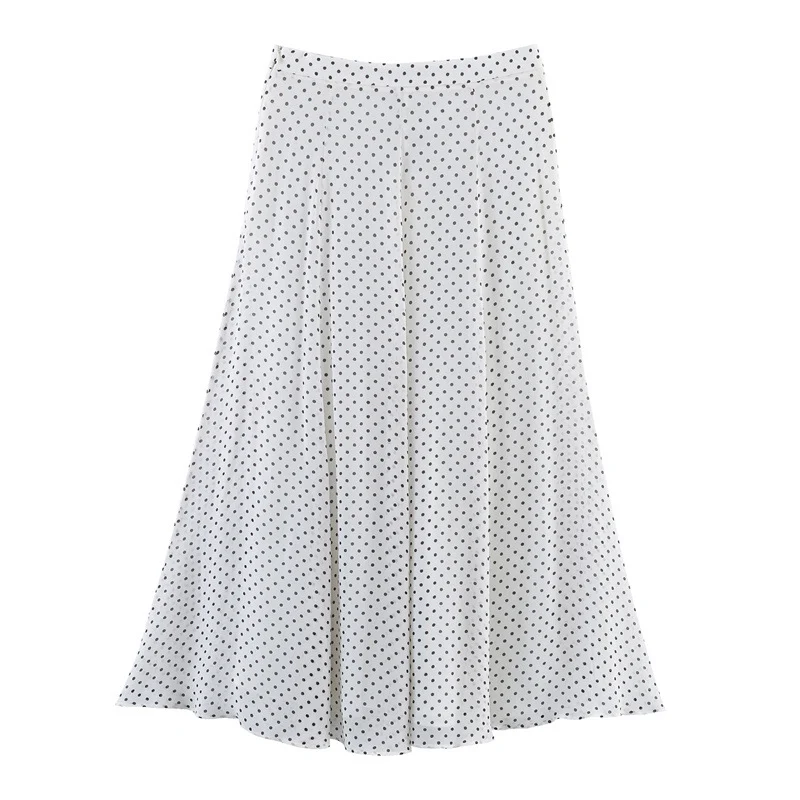 Damen Zweiteiliges Retro-Polka-Dot Set mit weitem Fledermausoberteil und plissiertem Midirock Nord Taschen