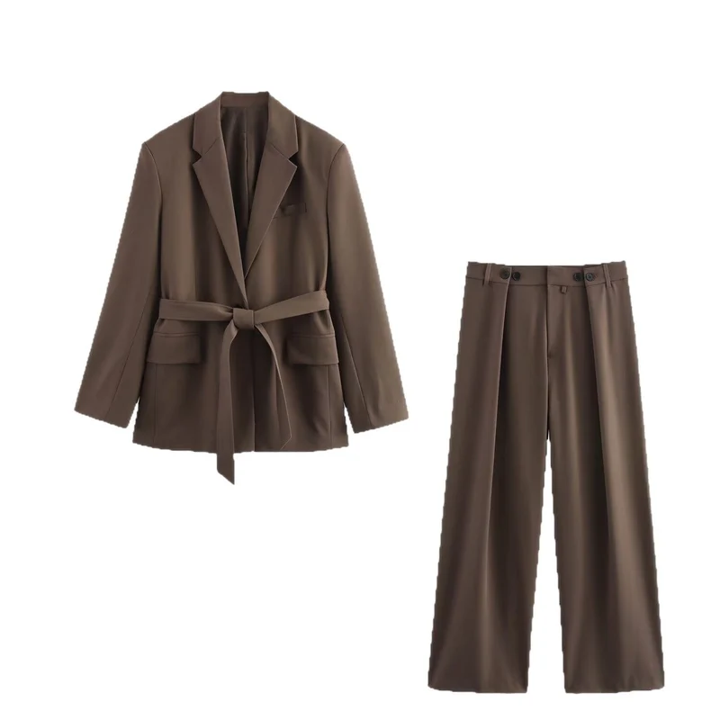 Damen Hochtaillierte Palazzohose mit frontalen Bundfalten und weitem Bein Nord Taschen
