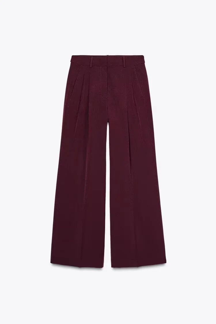 Damen Hochtaillierte Palazzo-Hose mit Bundfalten und weitem Bein Nord Taschen