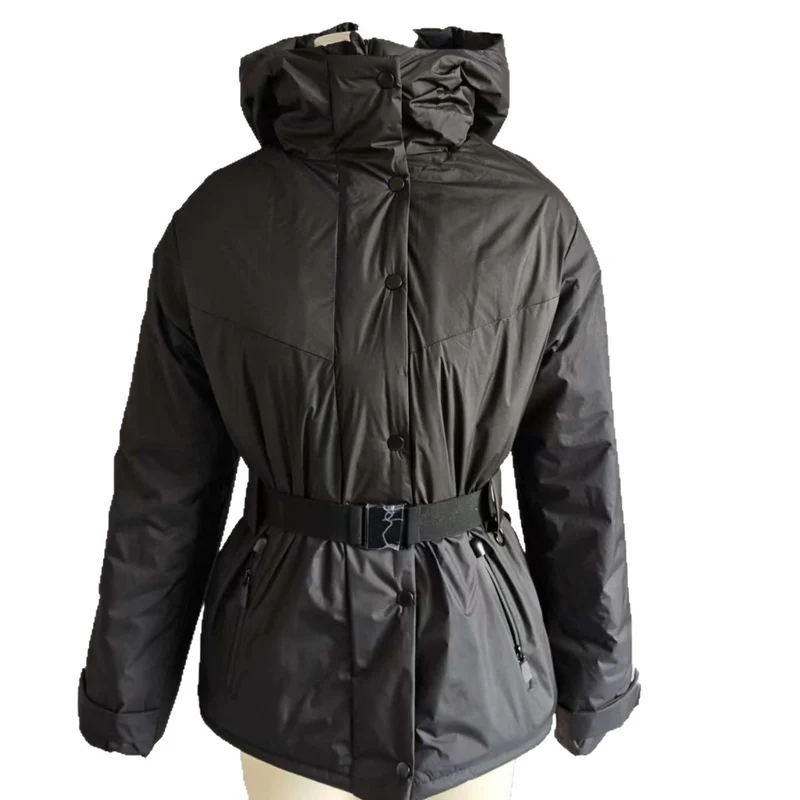 Damen Hochfunktionale Daunenoptik-Skijacke mit Taillengürtel und Kapuze Nord Taschen