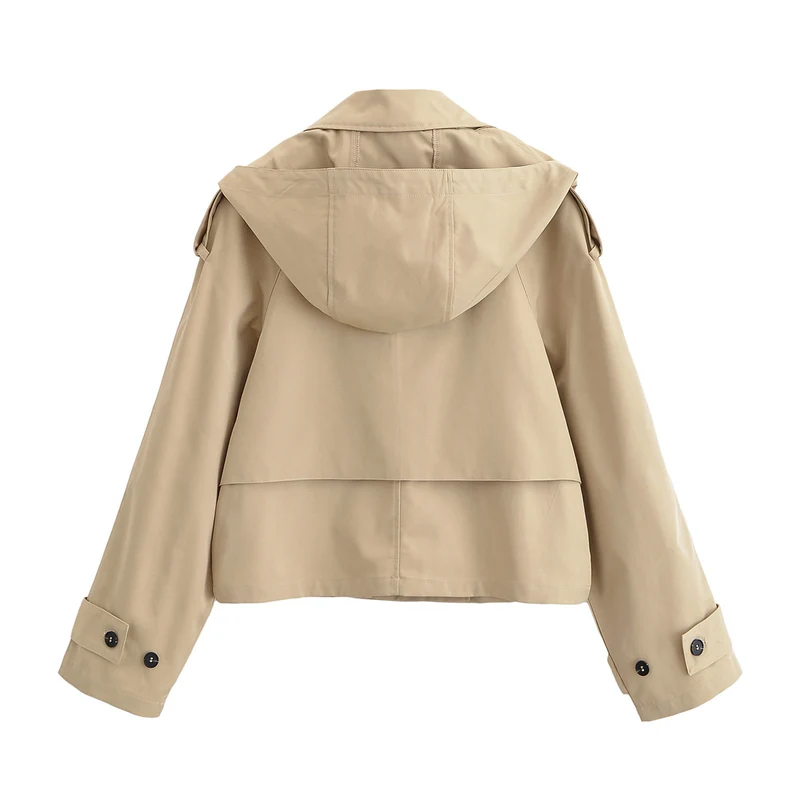Damen Kurzjacke im Trenchcoat‑Stil mit doppelreihiger Knopfleiste und verstellbaren Manschetten Nord Taschen