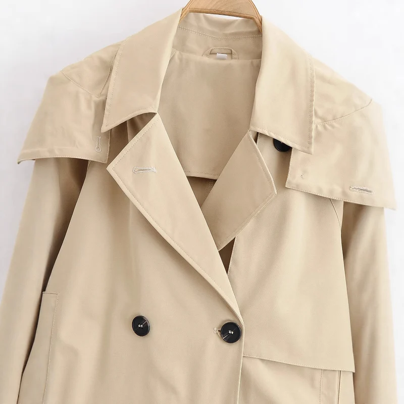 Damen Kurzjacke im Trenchcoat‑Stil mit doppelreihiger Knopfleiste und verstellbaren Manschetten Nord Taschen