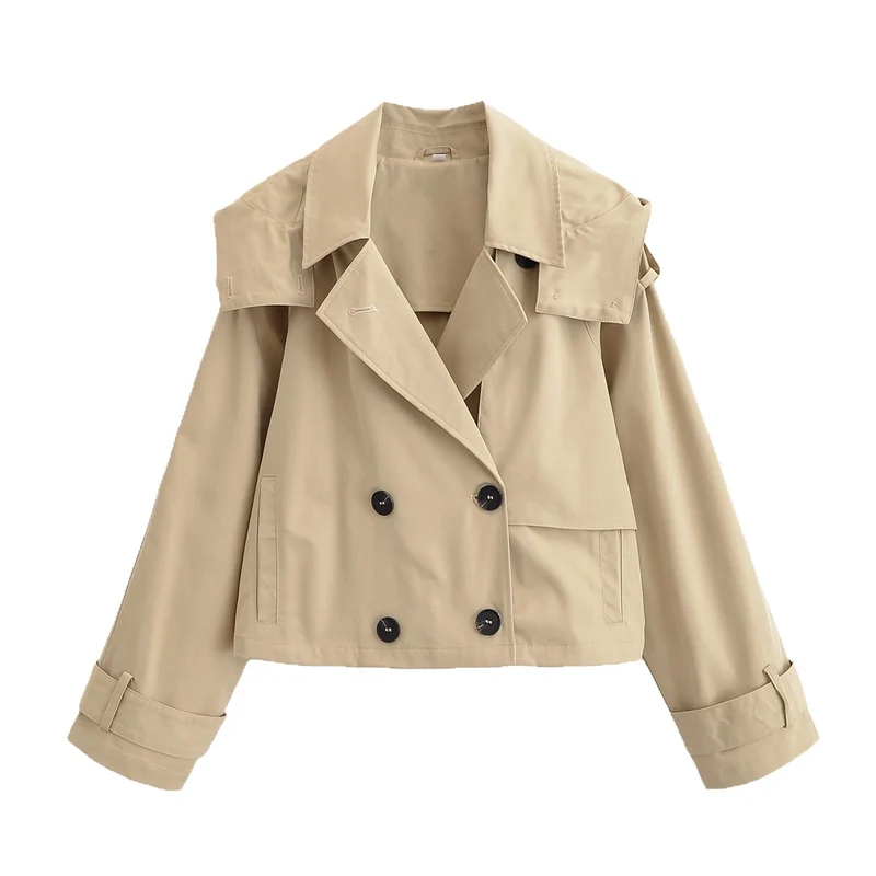 Damen Kurzjacke im Trenchcoat‑Stil mit doppelreihiger Knopfleiste und verstellbaren Manschetten Nord Taschen