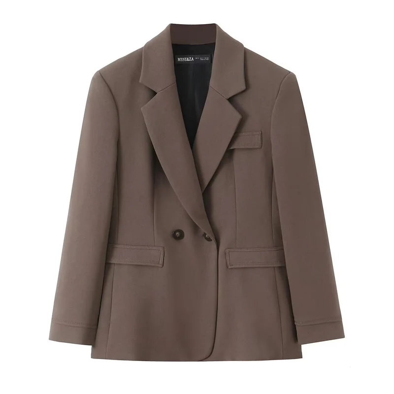 Damen Zweiteiliges Anzugset mit tailliertem Doppelreihigem Blazer und hochtaillierter Bundfaltenhose Nord Taschen