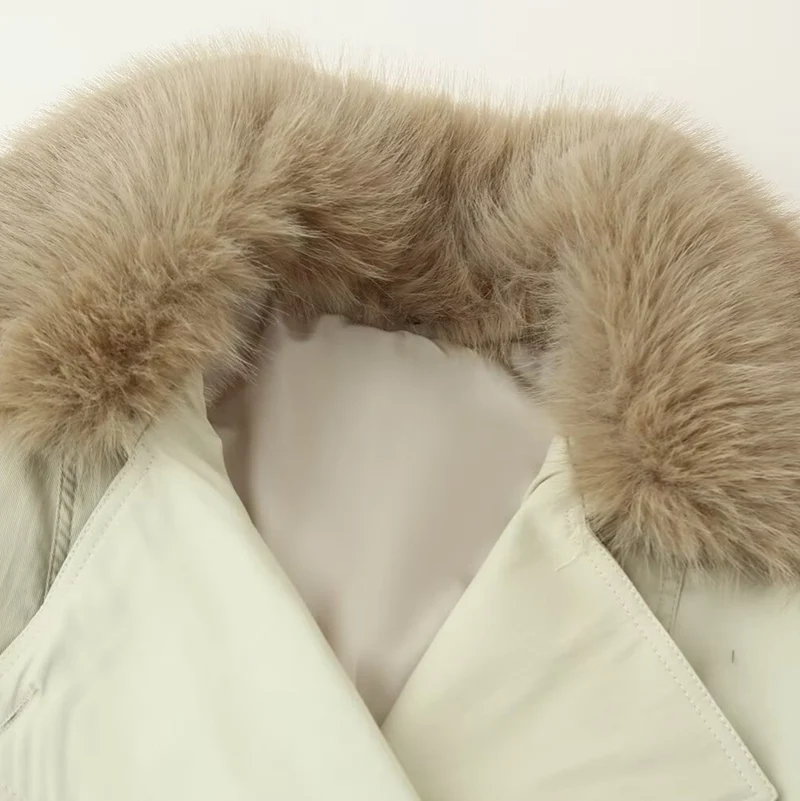 Damen Doppelreiher-Blouson mit abnehmbarem Kunstpelzkragen, Taillenzug und verstellbaren Manschetten Nord Taschen