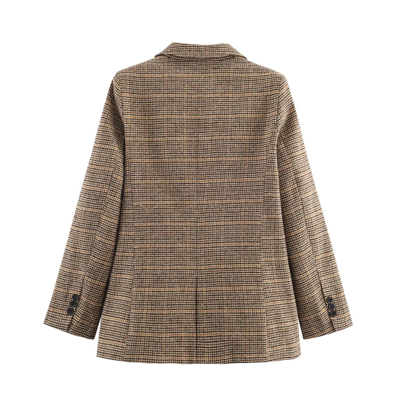 Damen Glencheck-Blazer mit Reverskragen, Pattentaschen und taillierter Silhouette Nord Taschen