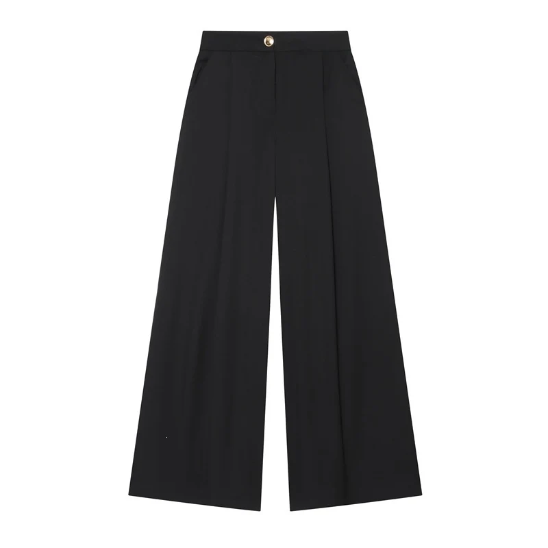 Damen Weitgeschnittene Palazzo-Hose mit hoher Taille und Bügelfalte Nord Taschen