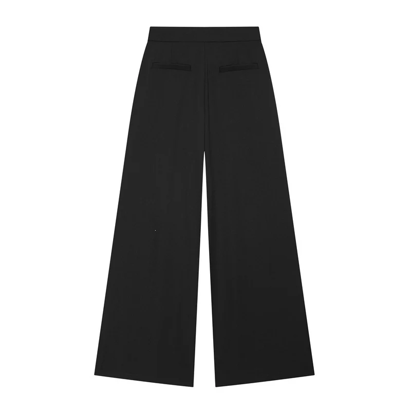 Damen Weitgeschnittene Palazzo-Hose mit hoher Taille und Bügelfalte Nord Taschen