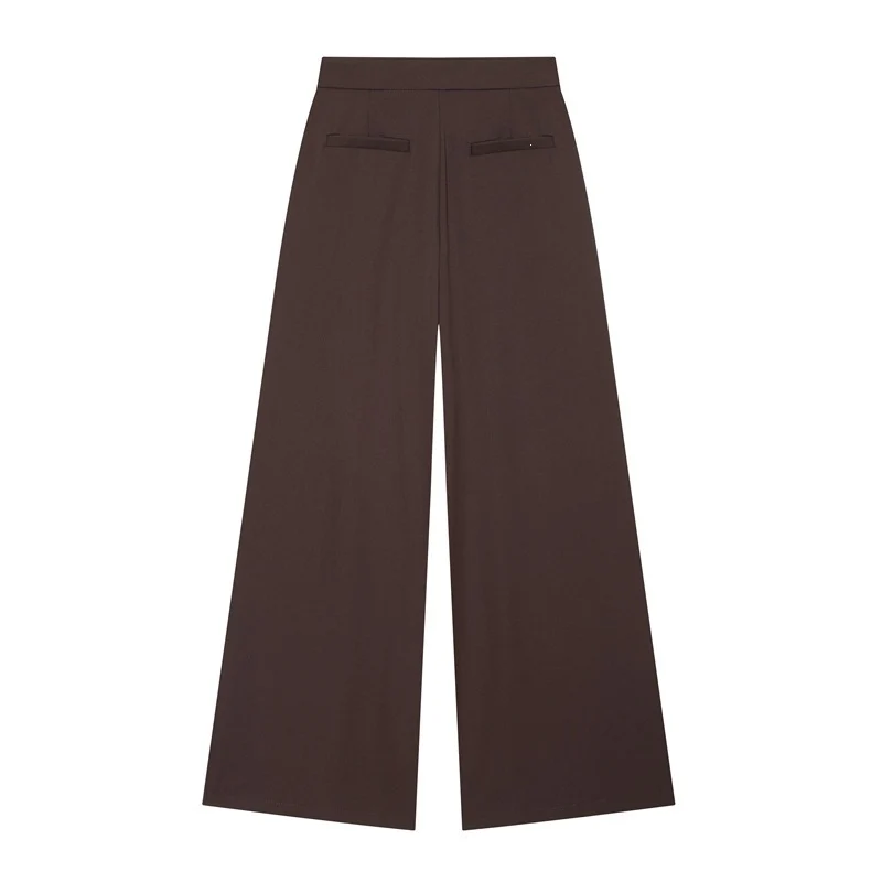 Damen Weitgeschnittene Palazzo-Hose mit hoher Taille und Bügelfalte Nord Taschen