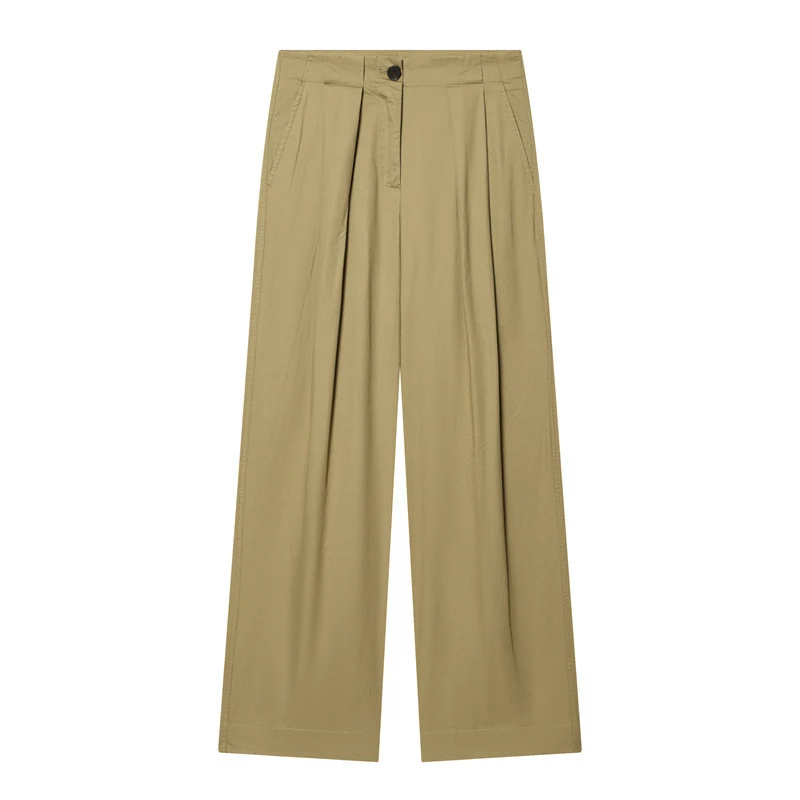 Damen Weite Plissee-Hose mit hoher Taille und markanten Vorderfalten Nord Taschen