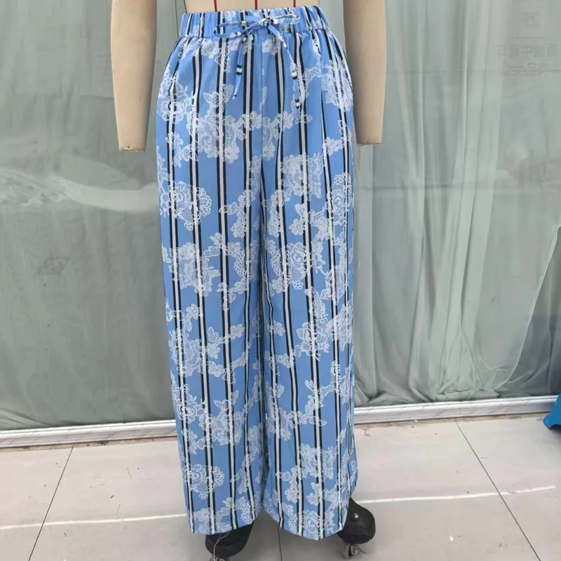 Damen weite Palazzohose mit elastischem Kordelbund und floraler Spitze‑Optik Nord Taschen