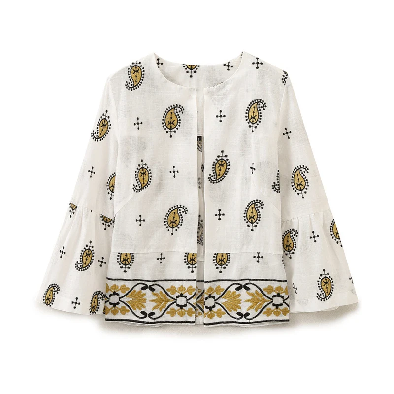 Damen weite Palazzo-Hose mit Paisley-Print und dekorativem Bordürensaum Nord Taschen