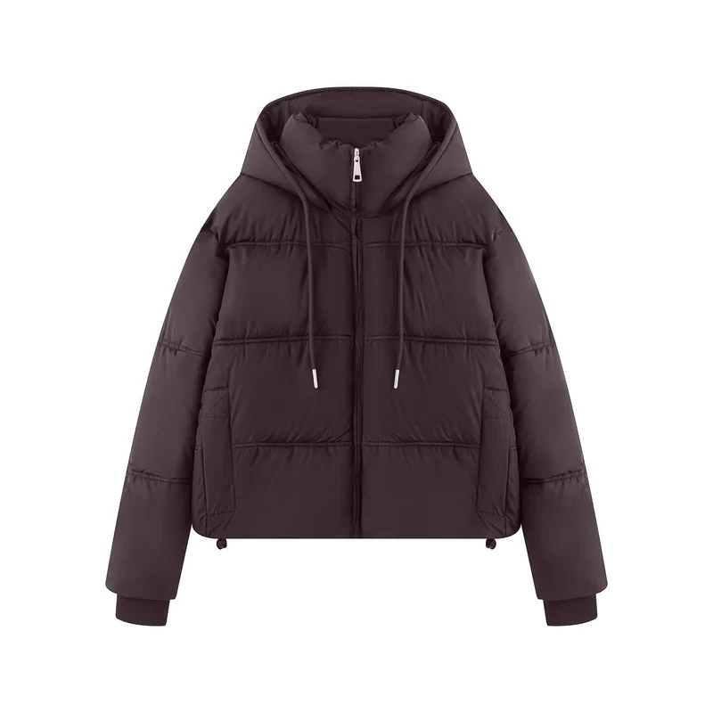Damen Cropped-Steppjacke mit hoher Kapuze, Tunnelzug und Rippbündchen Nord Taschen