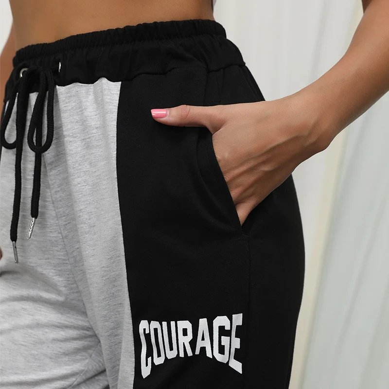 Damen Colorblock-Jogginghose mit hohem Bund Tunnelzug und kontrastierenden Seitenstreifen Nord Taschen